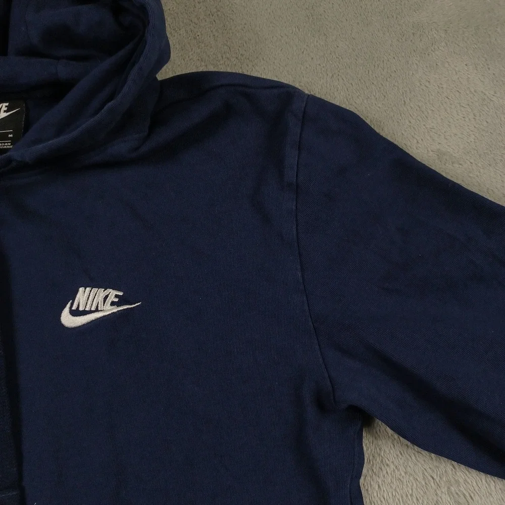 Nike Hoodie Mens Medium Blue Pullover‎ Sweatshirt Swoosh Logo Cotton Long Sleeve